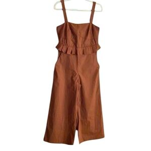Sea New York O’Keefe Corset Ruffle Wide Leg Cropped Jumpsuit Burnt Orange 10
